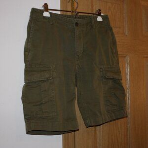 Men's Land's End Cargo Shorts Size 32 Flat Front Khaki Green